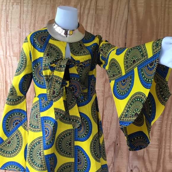 African Print Ruffled Detailed Fashion Dress/ Top - Picture 4 of 5